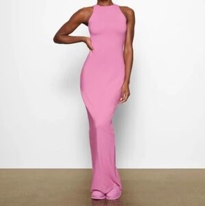 Skims mockneck maxi tank dress bubblegum